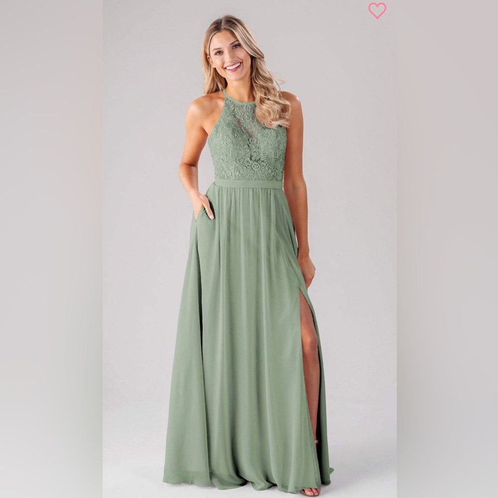 Kennedy Blue Melanie Beaded Sage Bridesmaids Wedding Dress Size 2 NWT